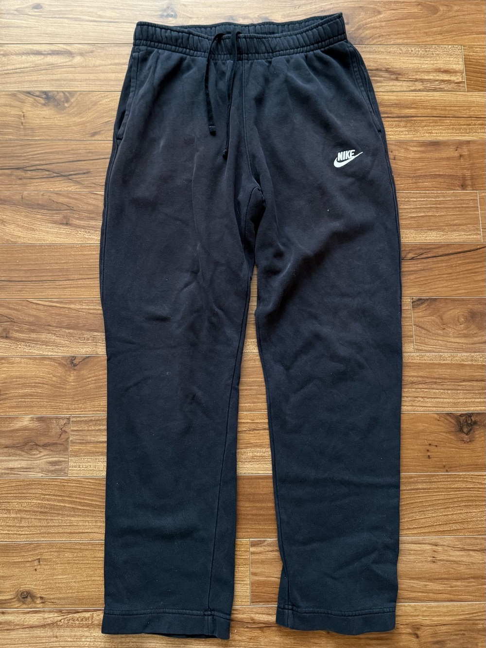 Nike Club Fleece Men's Black Open-Hem Sweatpants Lounge Pants Size Medium
